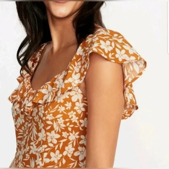 Old Navy Cami fit & Flare Ditsy Floral yellow Ruffle Fit & Flare dress M Spring - Picture 4 of 10